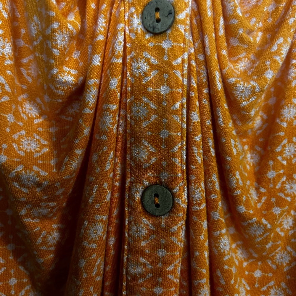 Free People Orange Shayla Long Sleeve Bell Shirt Dress - Picture 4 of 9